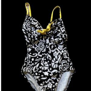 NWOT 24 & ocean 1 piece black and white swim suit size small